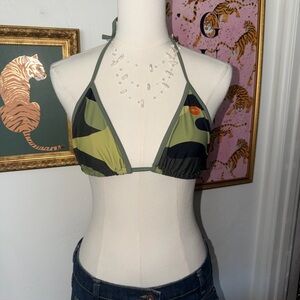 Vintage Y2K Camouflage Triangle Bikini Top